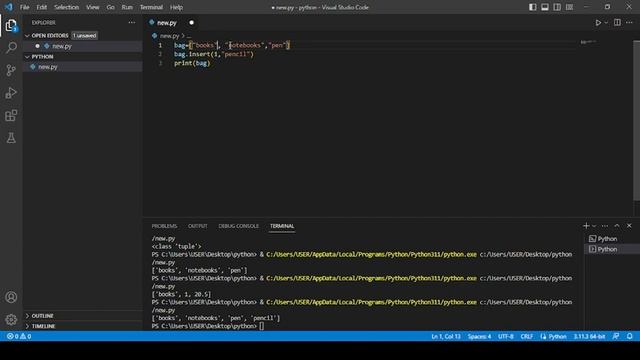 List operations in Python (VScode) | Add & Remove items, Copy list, Convert, Find length of a list смотреть онлайн