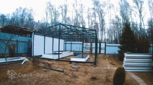 Строительство гаража из сэндвич-панелей | #timelapse 03