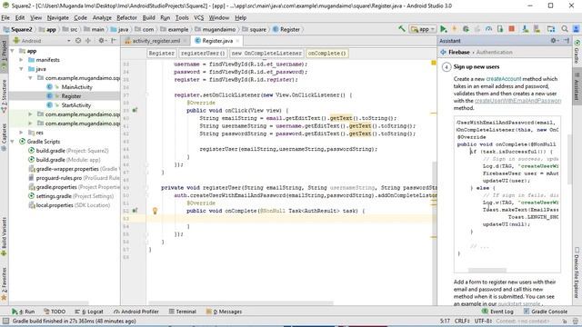Square Chat App | 5 | Register Activity Part 2 (Java Code) смотреть онлайн