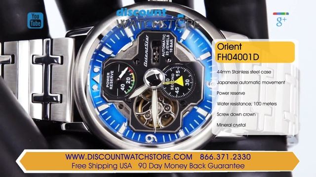 Orient FH04001D Men's Retro Future Airplane Blue Dial Power Reserve Watch Review Video смотреть онлайн