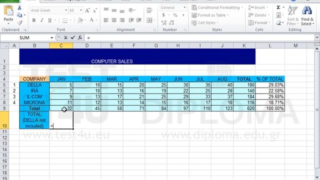 Enter a formula in cell C10 that subtracts the value in cell C5 from the value in cell C9. смотреть онлайн