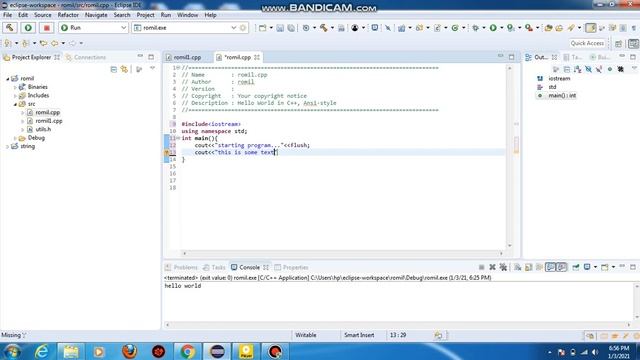 OUTPUTTING TEXT IN C++ USING ECLIPSE IDE смотреть онлайн