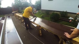 Фальцевая кровля в г.Лобня. Гнем фальцевые картины своими руками. Изготовление ветровой планки.