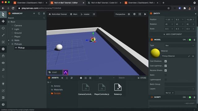 PlayCanvas - Roll A Ball - Part 6 - Rotating Pickups смотреть онлайн