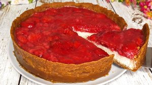 Творожный ЧИЗКЕЙК из ПЕЧЕНЬЯ с замороженной КЛУБНИКОЙ! В духовке!