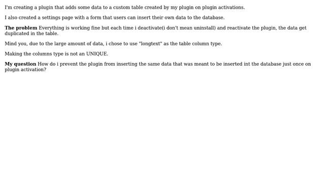 Wordpress: Multiple instance of data in plugin custom database table on plugin activation смотреть онлайн