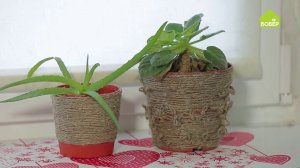 Декорируем цветочные горшки бечёвкой