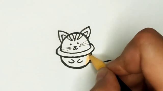 Как нарисовать кота-планету. Необычные рисунки для срисовки. Идеи для скетчбука и ЛД. смотреть онлайн