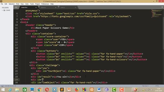 Rock Paper Scissors Game Using HTML & CSS & JavaScript смотреть онлайн
