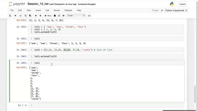 Lists in Python - 013| Hands on live-coding | List Methods append, insert, pop, remove| List Sortin смотреть онлайн