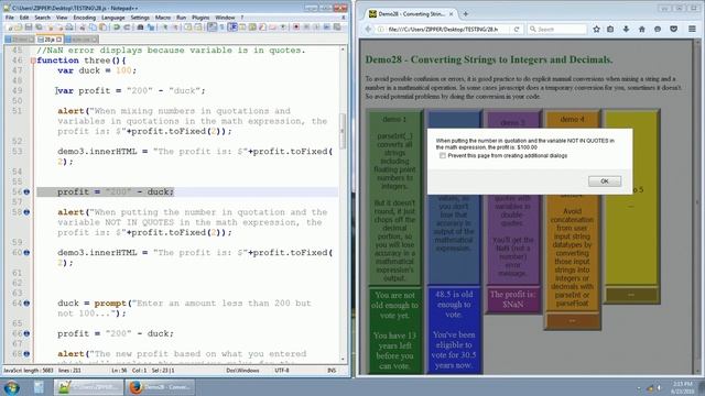 ParseInt And ParseFloat (with Some Minor Flub-ups In Video, No Biggies)