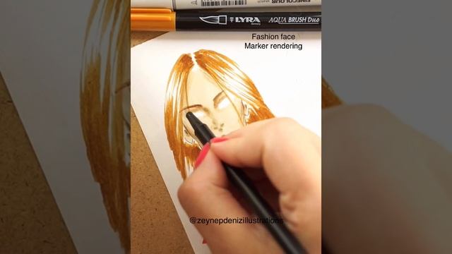 Fashion sketch tutorial by ZEYNEP DENIZ-marker rendering/female fashion face смотреть онлайн