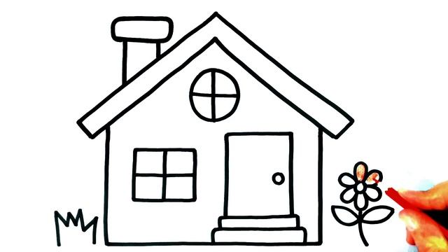 หน้าสี - how to draw a house easy - drawing a house easy - how to draw a house and flower easy смотреть онлайн