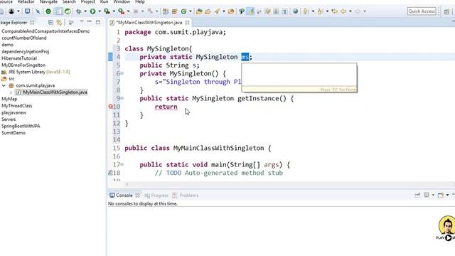 Singleton class in Java. смотреть онлайн