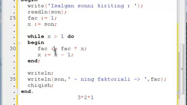 Paskal Lazarusda Dasturlash. 11 - dars. While Siklida Sonning Faktorialini Topish. смотреть онлайн