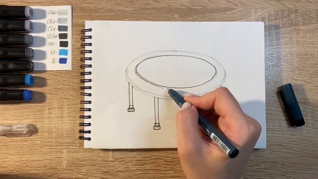 Как нарисовать батут карандашом и скетч маркерами | Рисунок для детей, поэтапно и легко смотреть онлайн