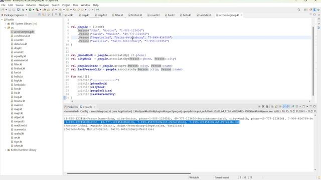 kotlin example - associateBy,groupBy, partition,flatMap смотреть онлайн