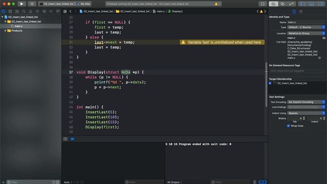 Insert a Node at the End of a Linked List - C Linked List Tutorial смотреть онлайн