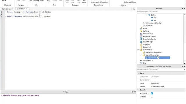 Roblox Programming - Use a Script to Capture DialogChoiceSelected Event смотреть онлайн