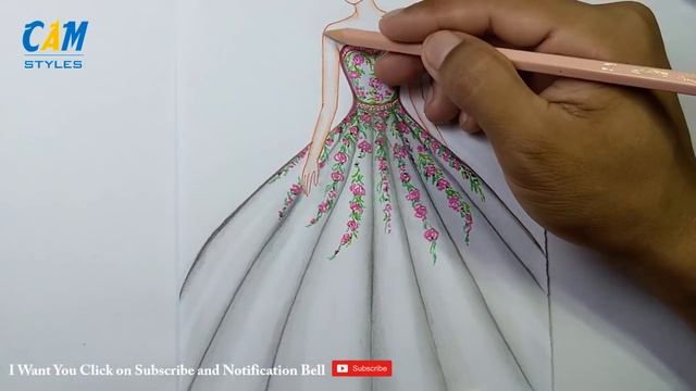 Drawing Dress Using Color Pencil | Fashion illustration art | Fashion illustration sketches смотреть онлайн
