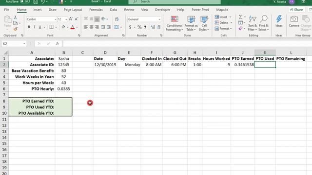 Track Employee Hours + Calculate PTO in Excel - Tutorial смотреть онлайн