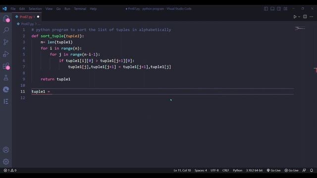 python program to sort the list of tuples alphabetically. #python #newvideo смотреть онлайн