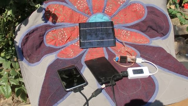 Заряжаем телефоны samsung Iphone при помощи солнечной батареи 6В 2 Ватта смотреть онлайн