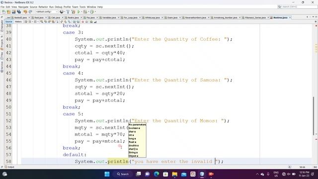 How to create Restaurants menu bar in java using switch case and Loop. смотреть онлайн