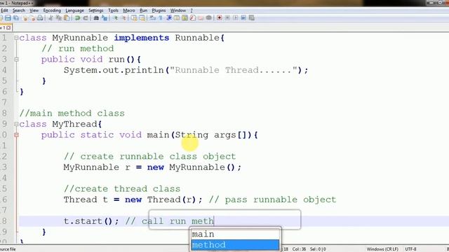 Creating Thread using Runnable interface in java Multi Threading. смотреть онлайн