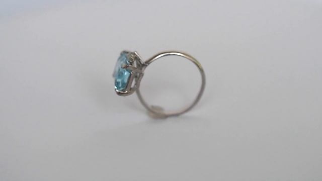 Circa 1950s 3 Carat Aquamarine, Diamond, 14 Karat White Gold Ring, ATL #59 смотреть онлайн