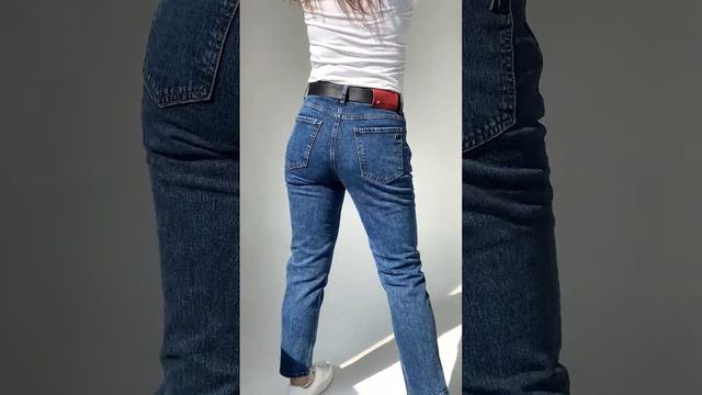 Джинсы женские МОМ синие вареные 100% котон 2377-750 смотреть онлайн