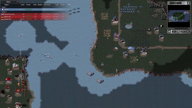 Openra Red Alert 1 Vs 3 AI Lucky Island Skirmish.