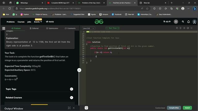 #Day3/100 Find first set bit GFG POTD Today #coding #youtube #java #programming #tech #code #cpp смотреть онлайн