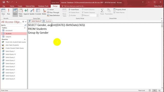 SQL With Microsoft Access 2016 Lesson 12 - Having, Update