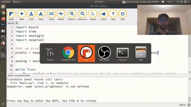 Plotting Voltage Across a Potentiometer with a Circuit Playground Express and Python смотреть онлайн
