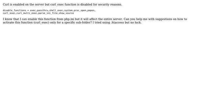 DevOps & SysAdmins: Enable curl_exec() in a sub-folder смотреть онлайн