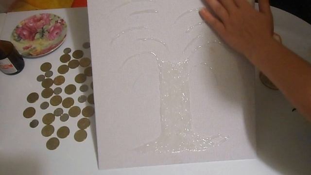 Картина - Денежное дерево (из термоклея и монет) смотреть онлайн