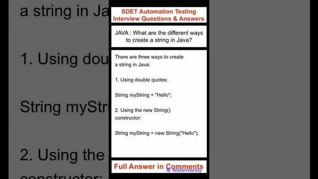 JAVA : What are the different ways to create a string in Java? смотреть онлайн