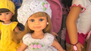 Берет платье с вышивкой спицами для кукол Паола Рейна