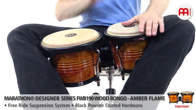 Marathon© Designer Series FWB190 Wood Bongo - Amber Flame - FWB190AF смотреть онлайн