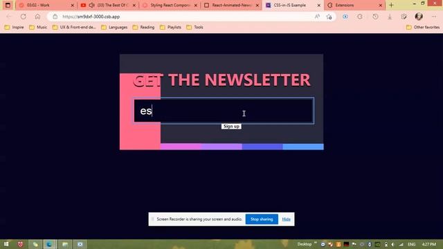 React Animated Newsletter Signup смотреть онлайн