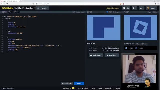 CSS Battle #7 - Backface (Target #37 - Tunnel) - Under 10min [Topics: Transform] смотреть онлайн