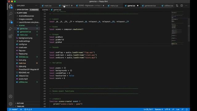 Building a Flappy Bird game using Solar2D / Corona SDK - Part 3 смотреть онлайн