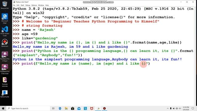 string formating : Beginner Teaches Python Programming to Himself" смотреть онлайн