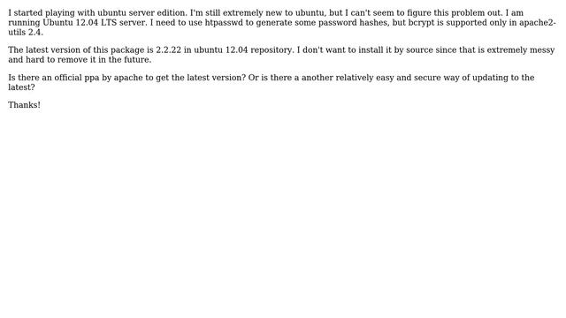 Ubuntu: How to update apache-utils 2.2 to 2.4 on ubuntu 12.04 LTS? смотреть онлайн