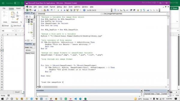 VBA WIA Automation - Windows Image Acquisition | List all properties or dimension of image using VB