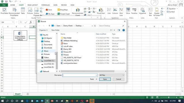 Insert object in excel. смотреть онлайн
