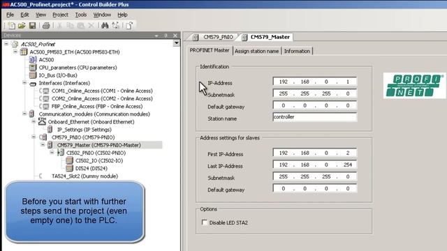 ABB AC500 PLC - PROFINET IO Network смотреть онлайн