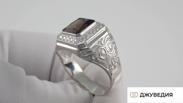 ДЖУВЕДИЯ Перстень Мужской с Раухтопазом Артикул КМ-04_2 Серебро 925 смотреть онлайн