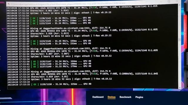 GTX 1070Ti Mining Test in 2021 | 227.45 PHP/Day @ 31.35 MH/s?? смотреть онлайн
